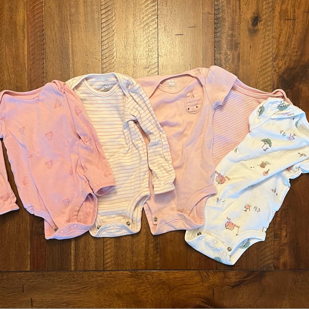 Carter's Pink and White Striped Baby Bodysuits